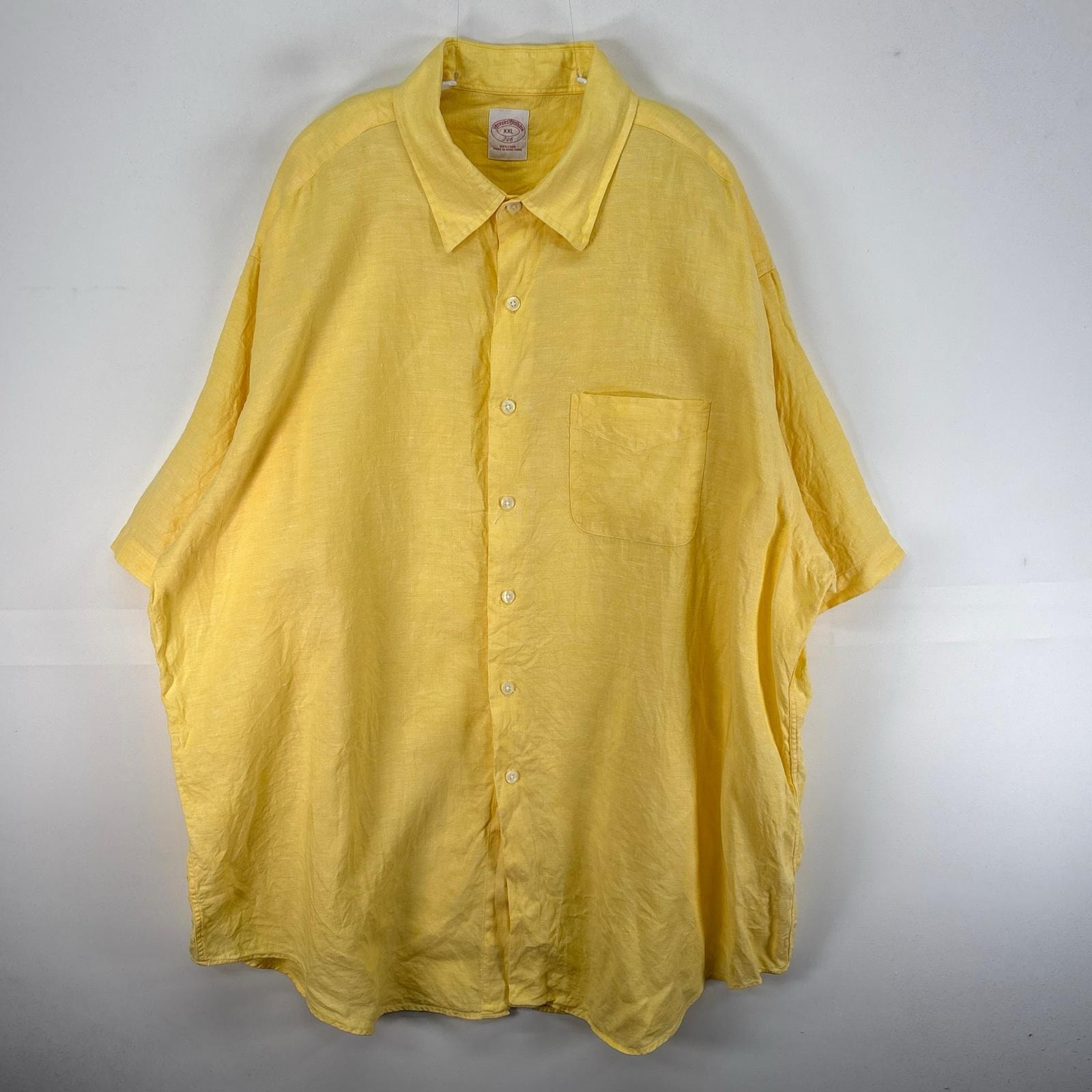 古着 ブルックスブラザーズ Brooks Brothers 半袖シャツ 346 胸ポケ 2XL イエロー系 無地 メンズ