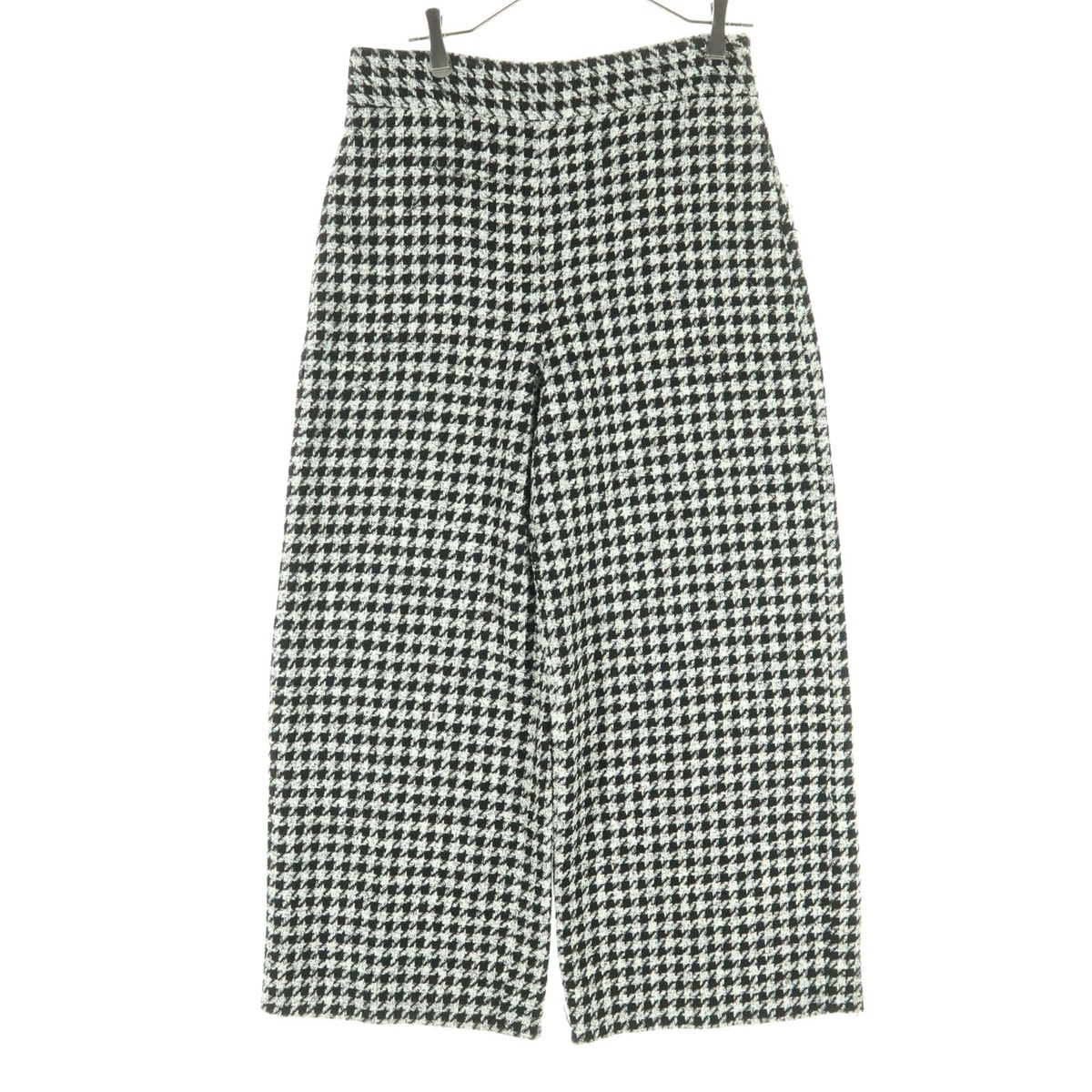 美品 ZARA ザラ 千鳥格子柄 ツイード ワイドパンツ L ブラック系