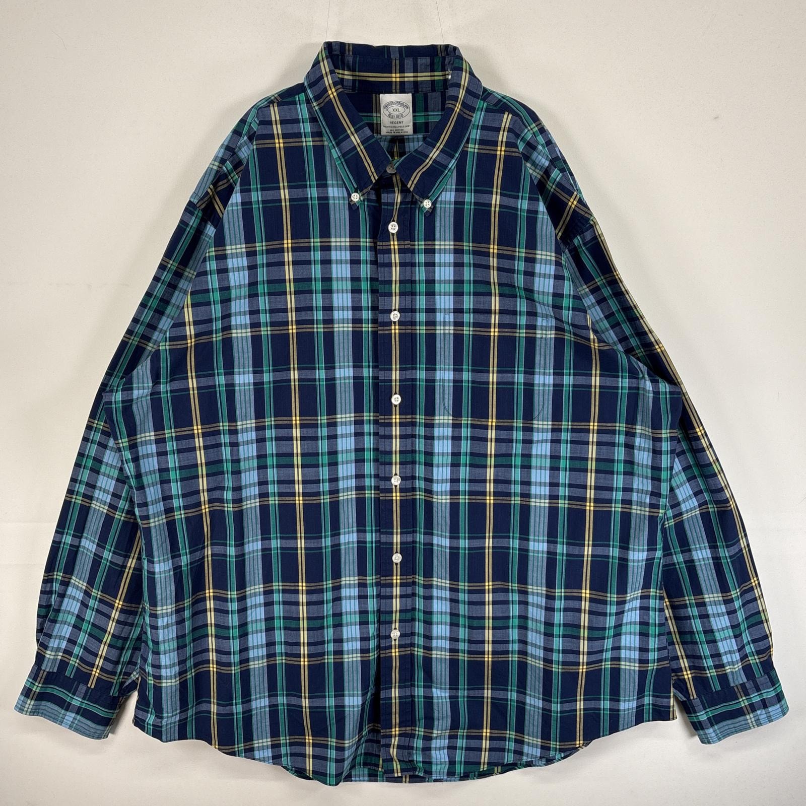 古着 90's/90年代 ブルックスブラザーズ Brooks Brothers 長袖シャツ チェック 胸ポケ ボタンダウン 14041 ブルー系 マルチカラー メンズ