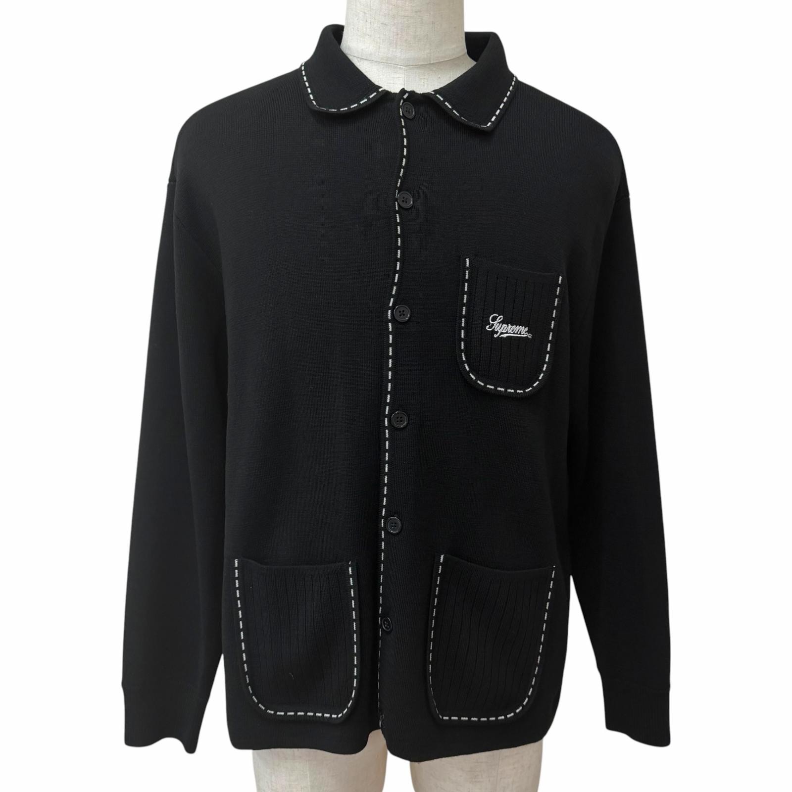 極美品 シュプリーム ニット Contrast Stitch Button Up