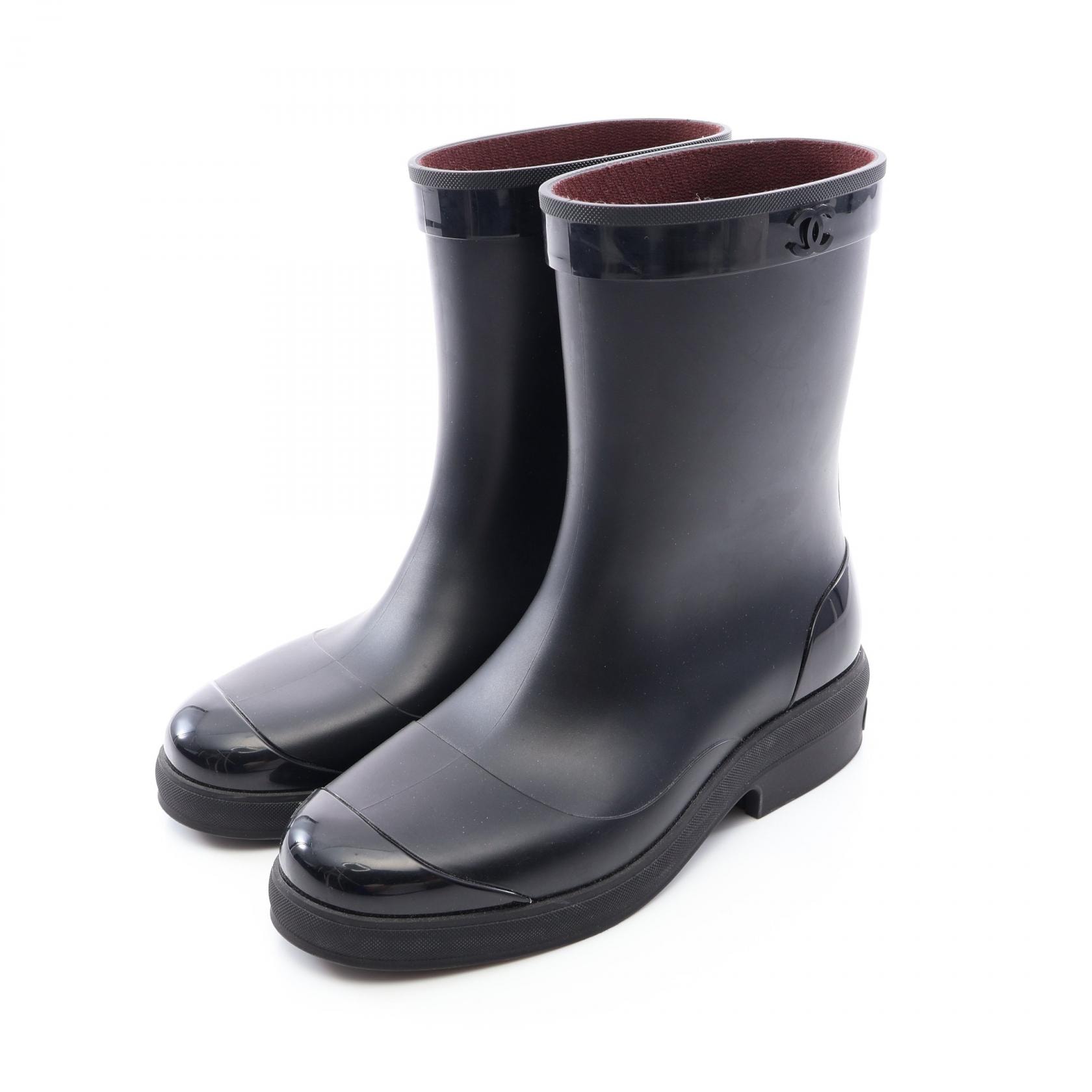 シャネル CHANEL ココマーク レインシューズ 靴 ラバー レディース ブラック系 G34078 【中古】