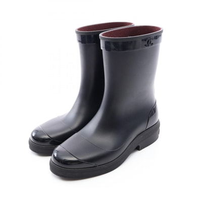 シャネル CHANEL ココマーク レインシューズ 靴 ラバー レディース ブラック系 G34078 【中古】