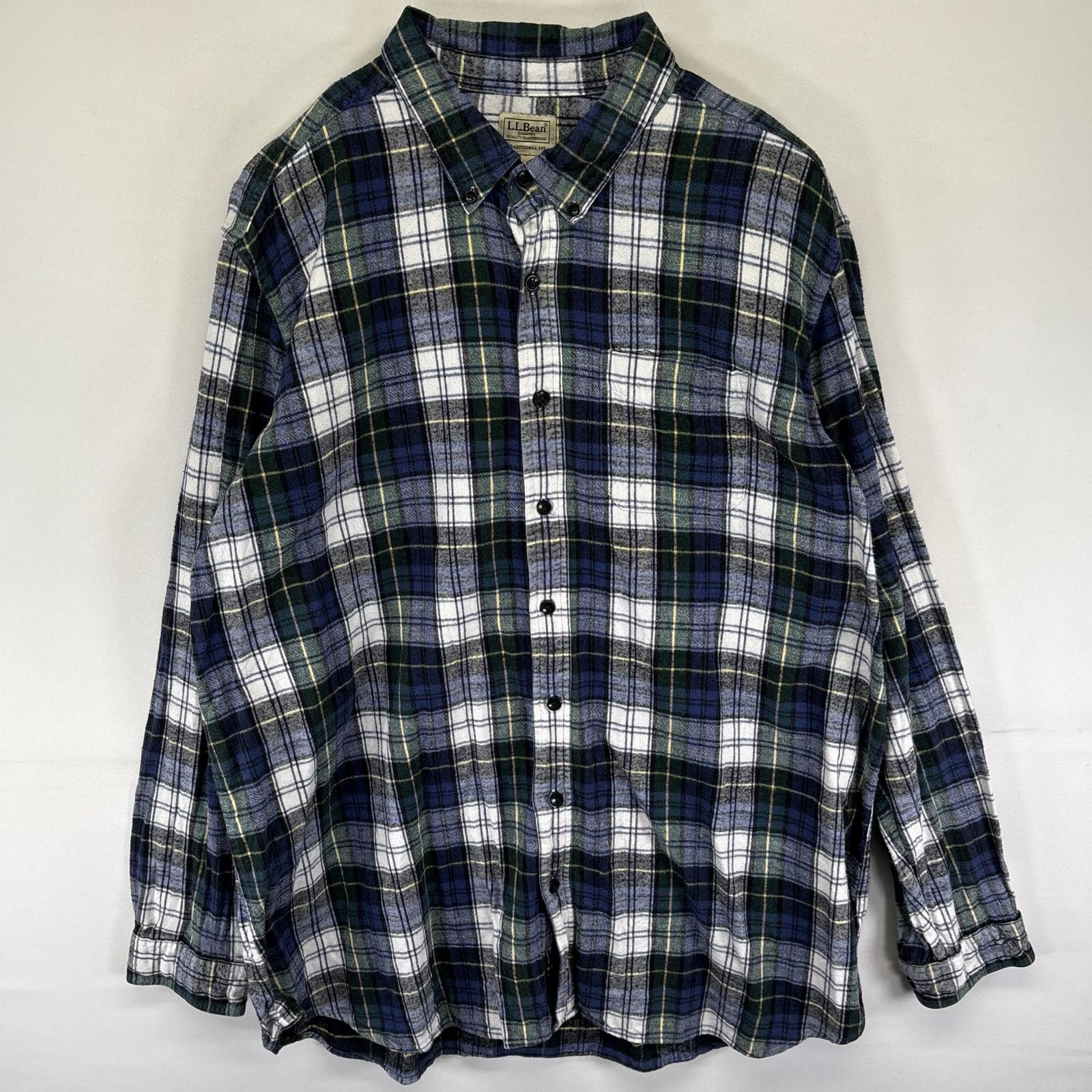 古着 エルエルビーン L.L.Bean 長袖シャツ ネルシャツ ボタンダウン 大きいサイズ 胸ポケット 2XL マルチカラー チェック メンズ