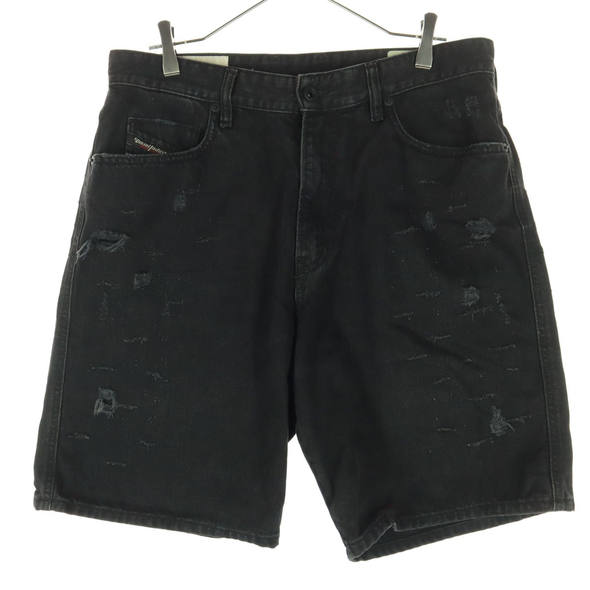 DIESEL ディーゼル コットン ルーマニア製 ダメージ加工 ハーフ デニムパンツ w30 ブラック