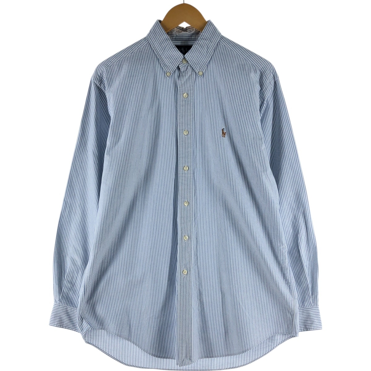 古着 ラルフローレン YARMOUTH 長袖 ボタンダウンストライプシャツ メンズM相当/eaa531005