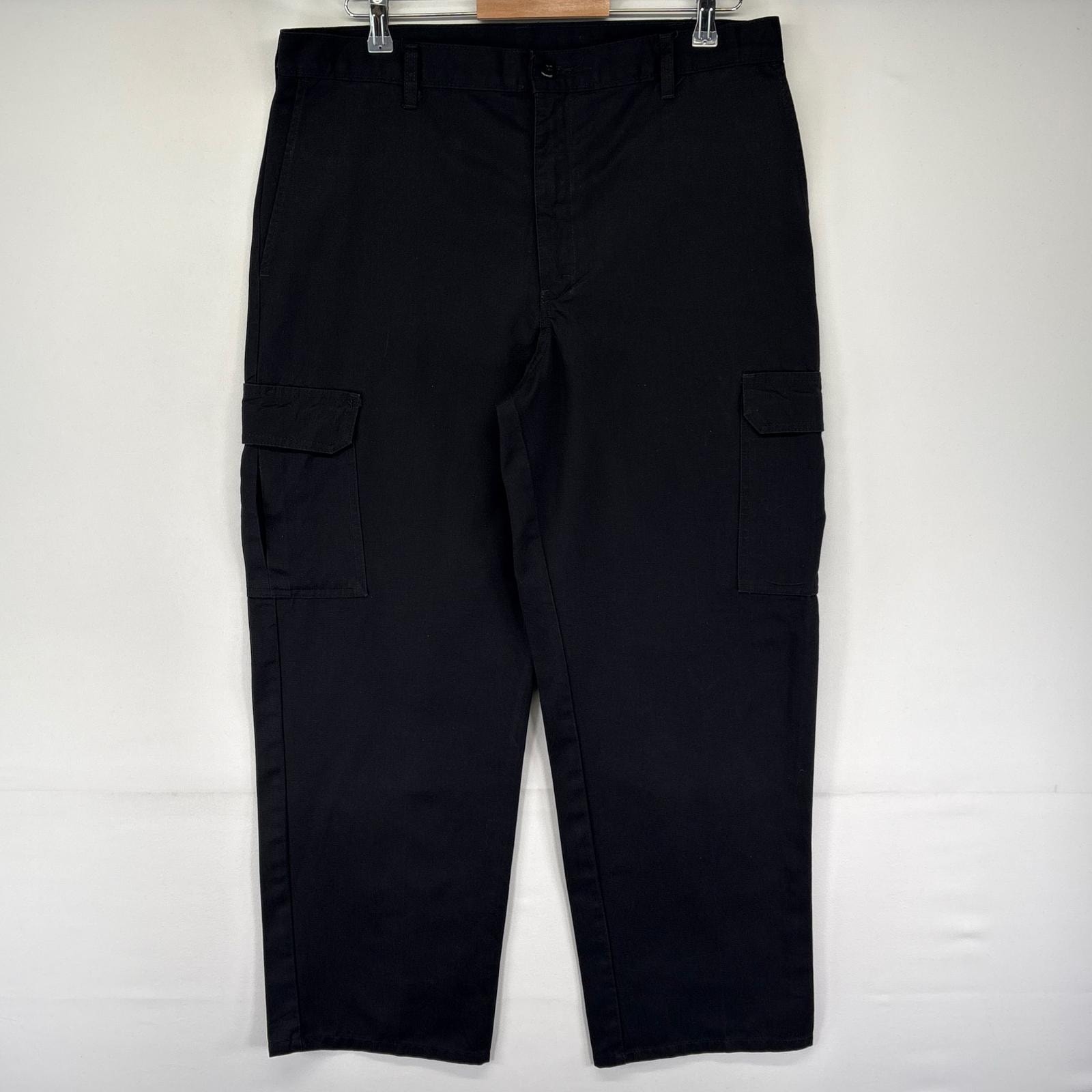 古着 ディッキーズ Dickies パンツ カーゴ ワンポイントロゴ ワーク ジッパーフライ サイドポケット W36 L32 ブラック系 メンズ