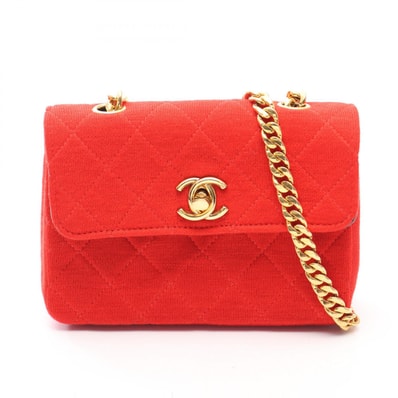 シャネル CHANEL ミニミニマトラッセ ショルダーバッグ バッグ ファブリック レディース レッド系 【中古】
