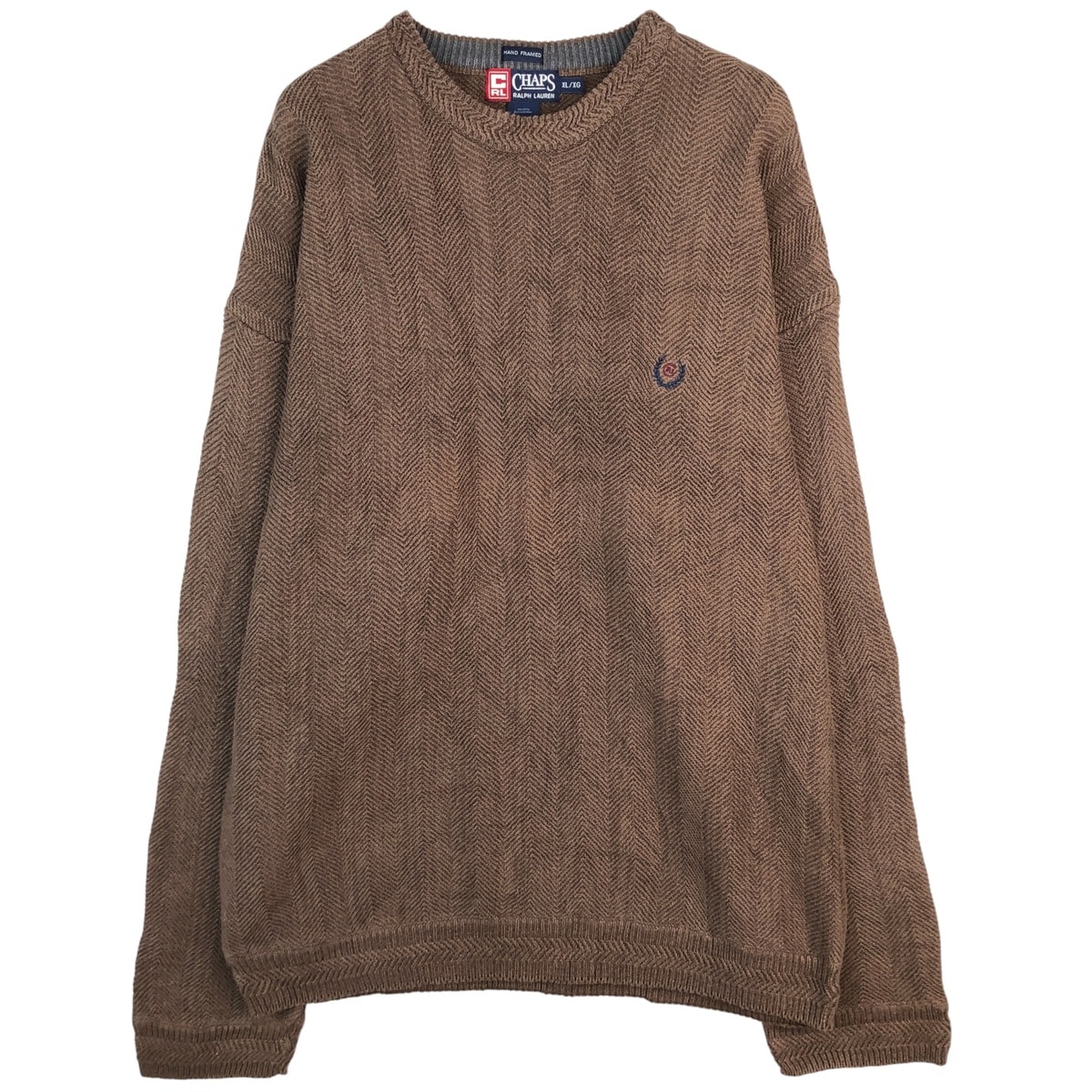 古着 ラルフローレン Ralph Lauren CHAPS チャップス ヘリンボーン コットンニットセーター メンズXL相当/eaa604483