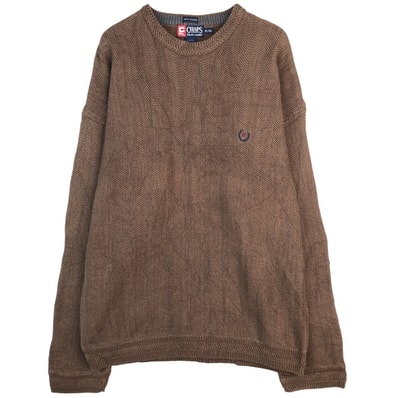 古着 ラルフローレン Ralph Lauren CHAPS チャップス ヘリンボーン コットンニットセーター メンズXL相当/eaa604483