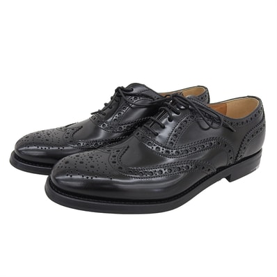 チャーチ 美品 BURWOOD ポリッシュドバインダー カーフ ウイングチップ シューズ レディース 黒 ブラック 36 1/2 36 1/2