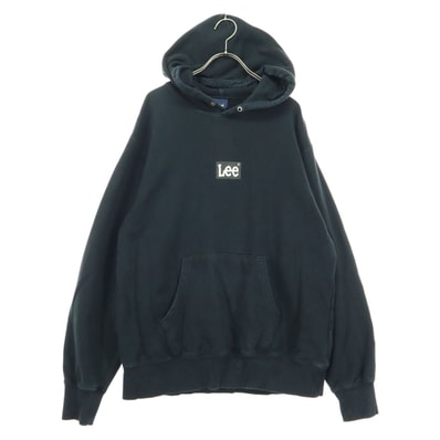 Lee リー ミニロゴプリント 長袖 スウェットパーカー L ブラック