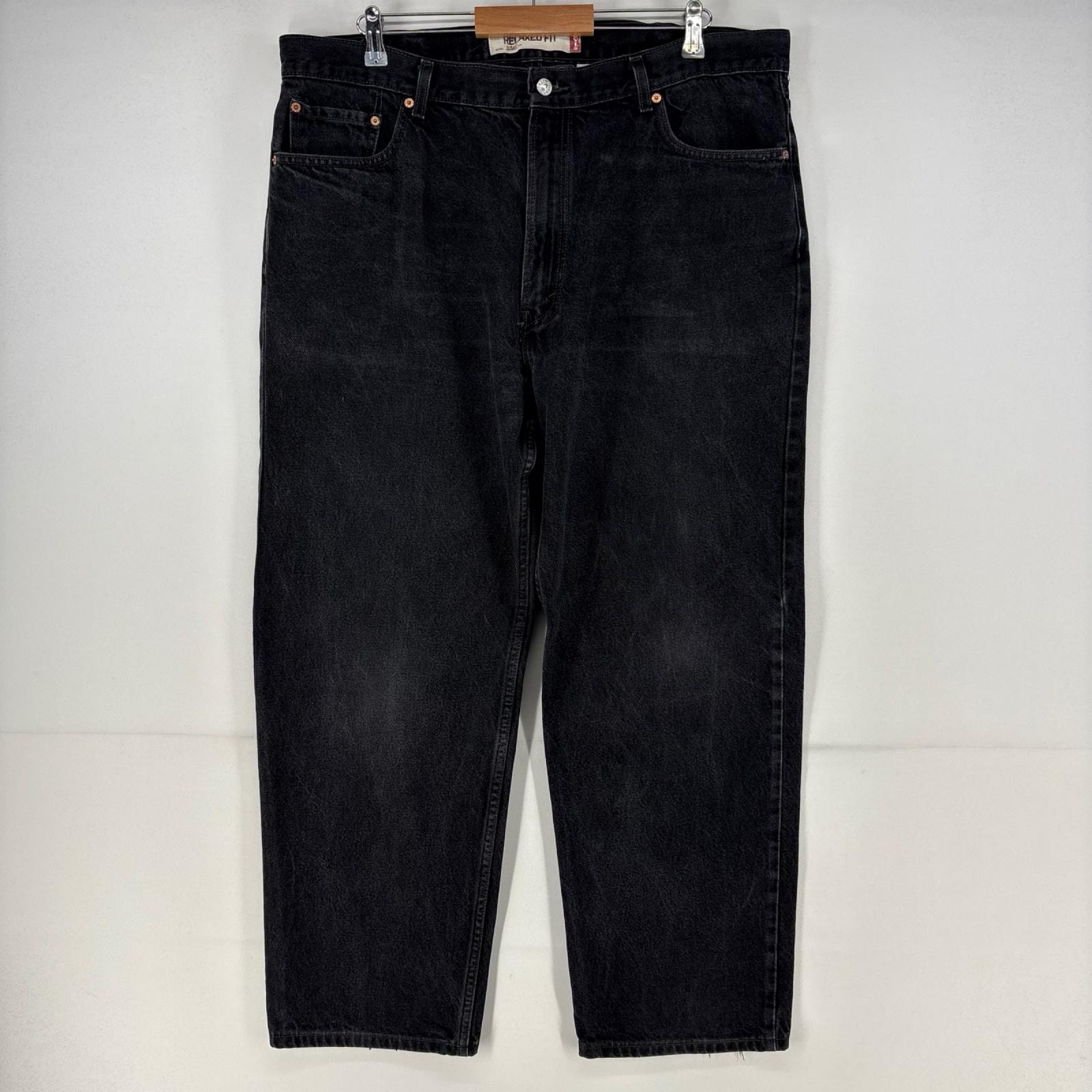 古着 リーバイス Levi's デニム パンツ 5ポケット 550 ブラックデニム テーパード ジップ 大きいサイズ バギー w42 L32  ブラック メンズ