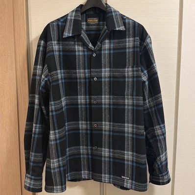 WACKO MARIA Pendleton / Wool Ombre Check Open Collar Shirt "Blue"