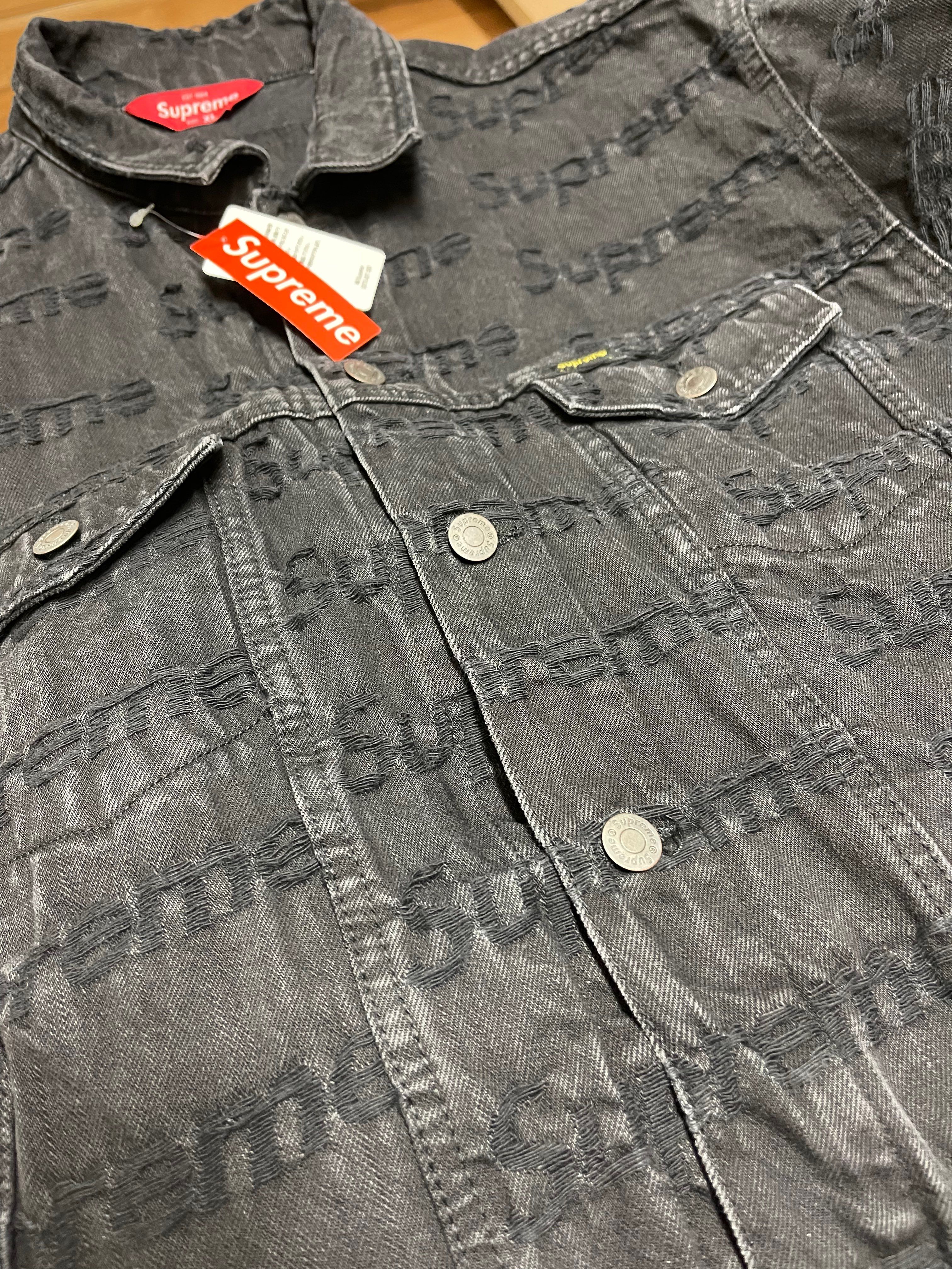 Supreme Frayed Logos Denim Trucker Jacket "Black"