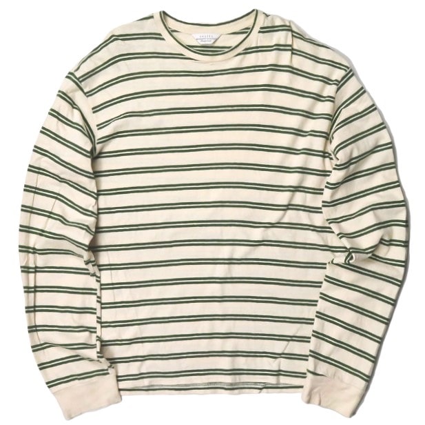 UNUSED アンユーズド 日本製 long-sleeve border t-shirt ロングスリーブボーダークルーネックTシャツ US1385 3 BEIGE/GREEN 長袖 トップス g24333