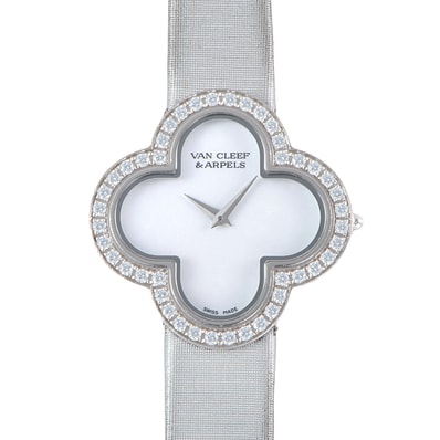 Van Cleef & Arpels ヴァンクリーフ&アーペル アルハンブラ ミディアムモデル ウォッチ VCARF52700 336374 K18WG【中古】