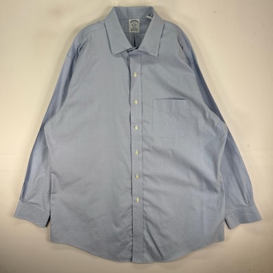 古着 ブルックスブラザーズ Brooks Brothers 長袖シャツ 胸ポケット カラーステイ XL ブルー系 無地 メンズ