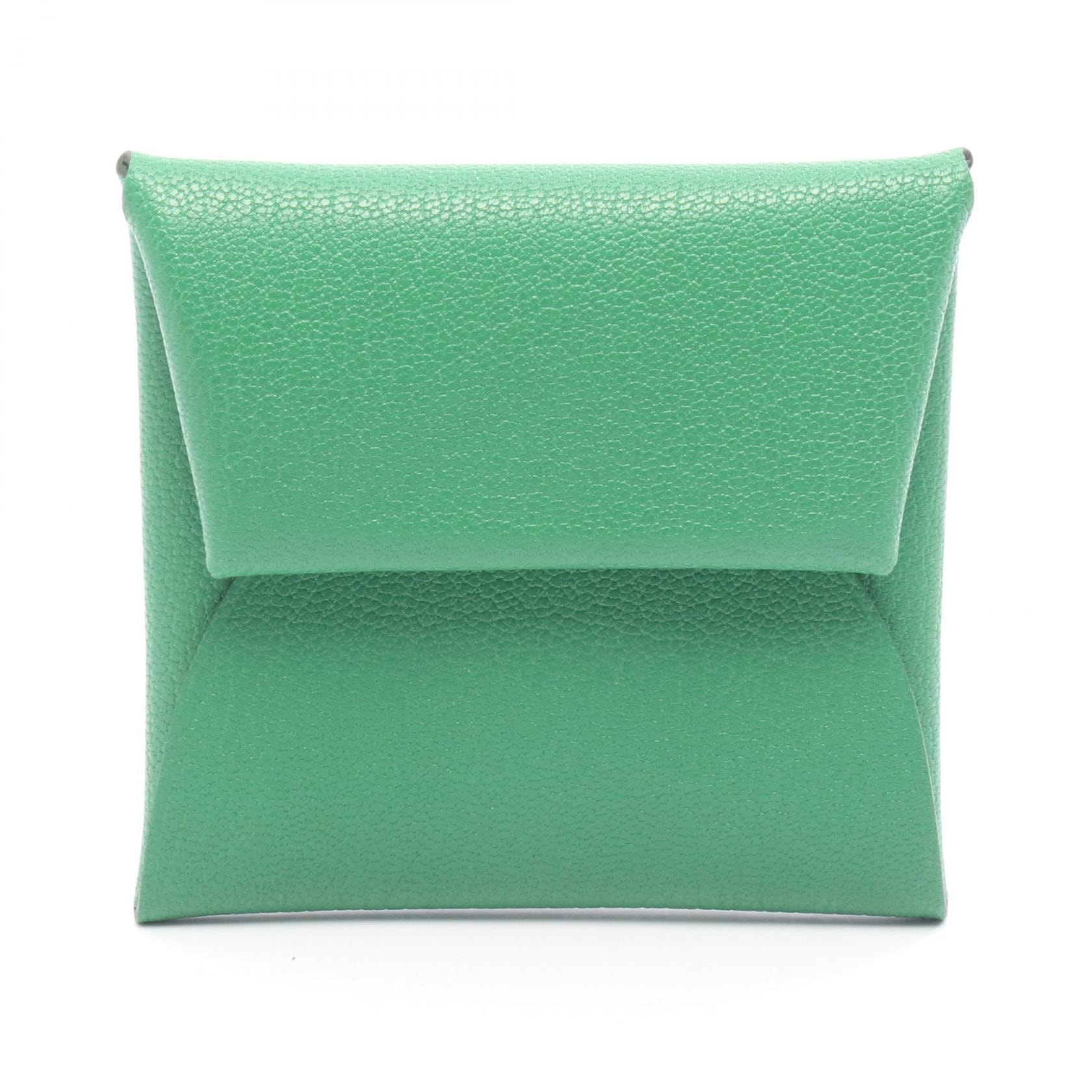 エルメス HERMES バスティア バンブー コインケース 財布 シェーブル シェーブル W刻印(2024年製造) レディース グリーン系 【中古】