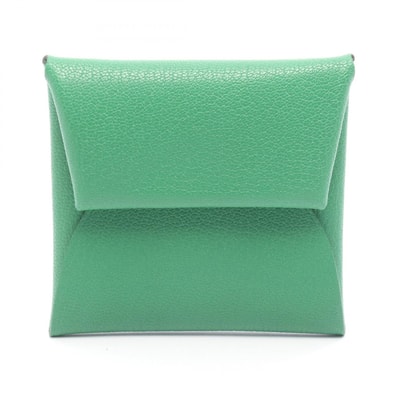 エルメス HERMES バスティア バンブー コインケース 財布 シェーブル シェーブル W刻印(2024年製造) レディース グリーン系 【中古】