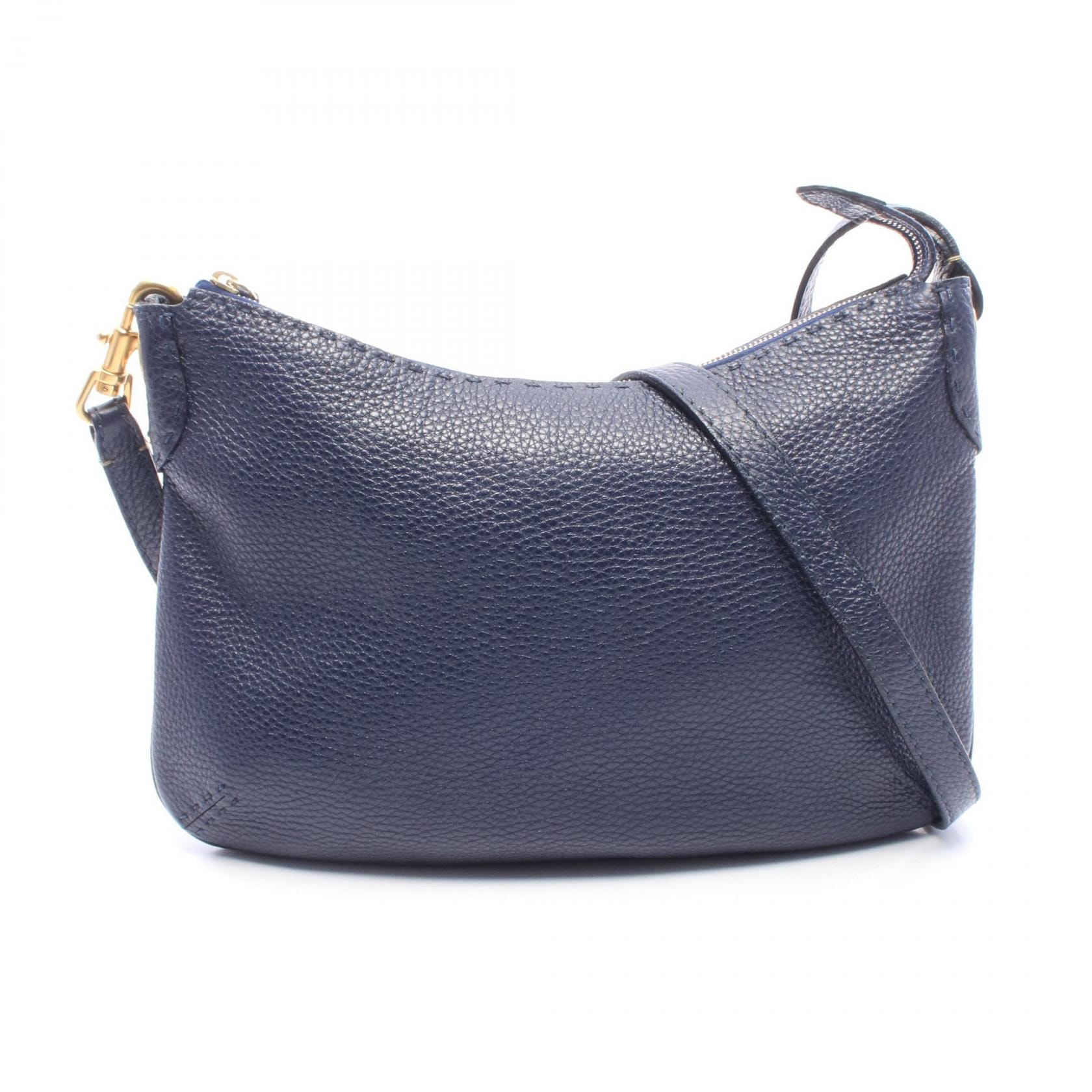 フェンディ FENDI セレリア ショルダーバッグ バッグ レザー レディース ネイビー系 8BT146 【中古】