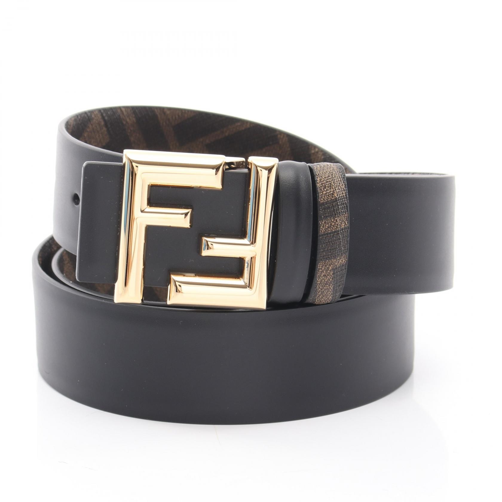 フェンディ FENDI ラウンド FFベルトズッカ リバーシブル ベルト 衣料品 レザー PVC メンズ ブラック系 / ブラウン系 7C0488AFF2F1A9495 【新品】
