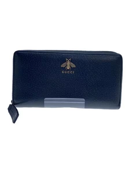 GUCCI Animalier Leather Zip Around Wallet