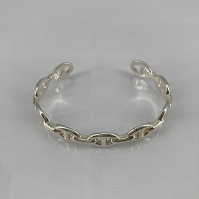 Hermes Chaine D'ancre Enchainee Bracelet Bangle "Silver"