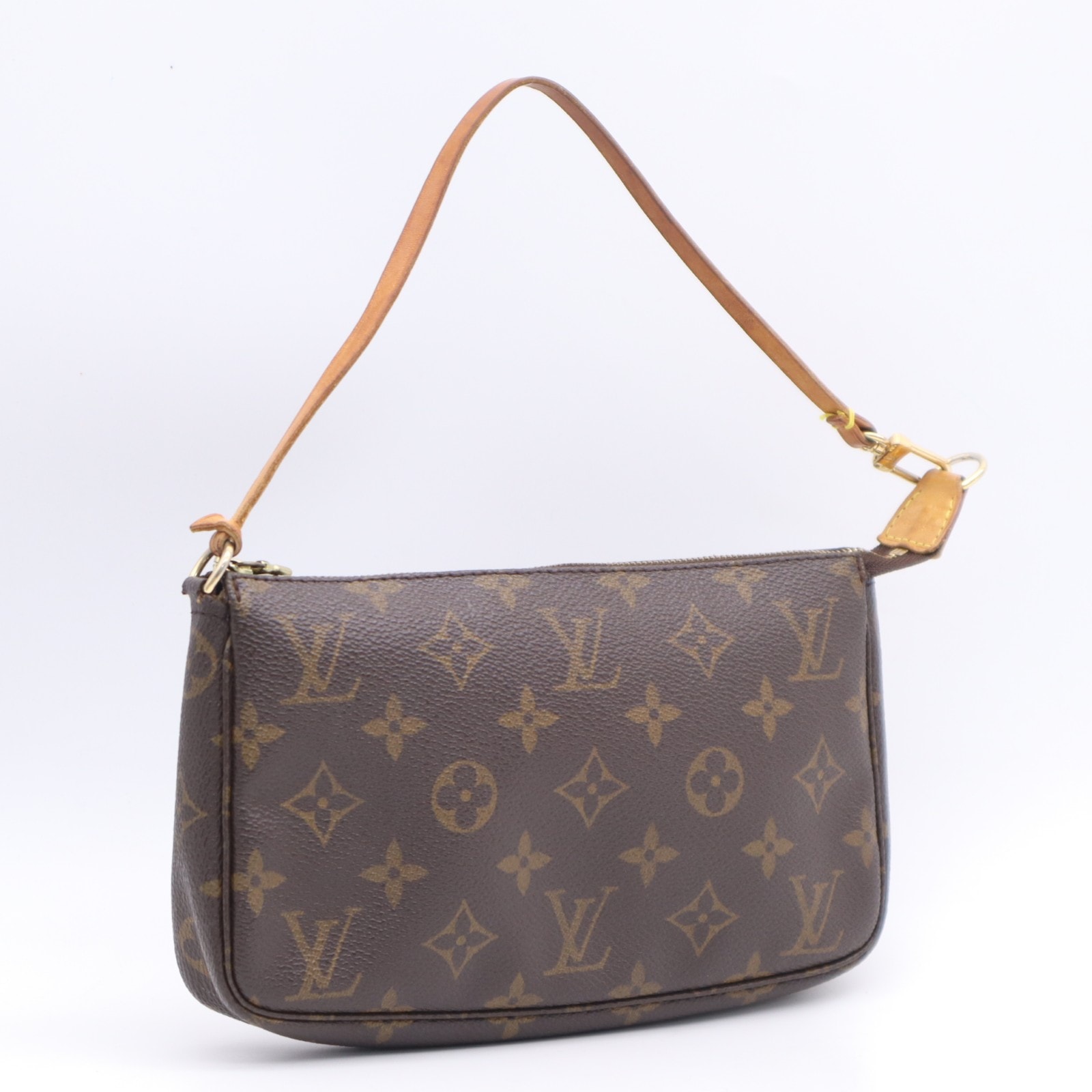 LOUIS VUITTON ルイ・ヴィトン モノグラム ポシェット アクセソワール M51980 ハンドバッグ ブラウン ベージュ コーティングキャンバス レザー レディース