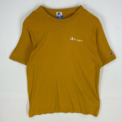 古着 90's/90年代 チャンピオン Champion USA製 半袖Tシャツ シングルステッチ クルーネック プリント L イエロー系 メンズ
