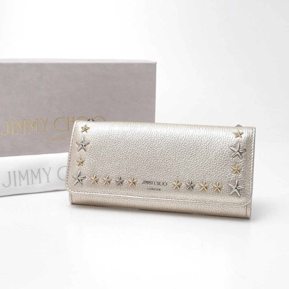 A (未使用に近い)】□美品□JIMMY CHOO ジミーチュウ 長財布 スター