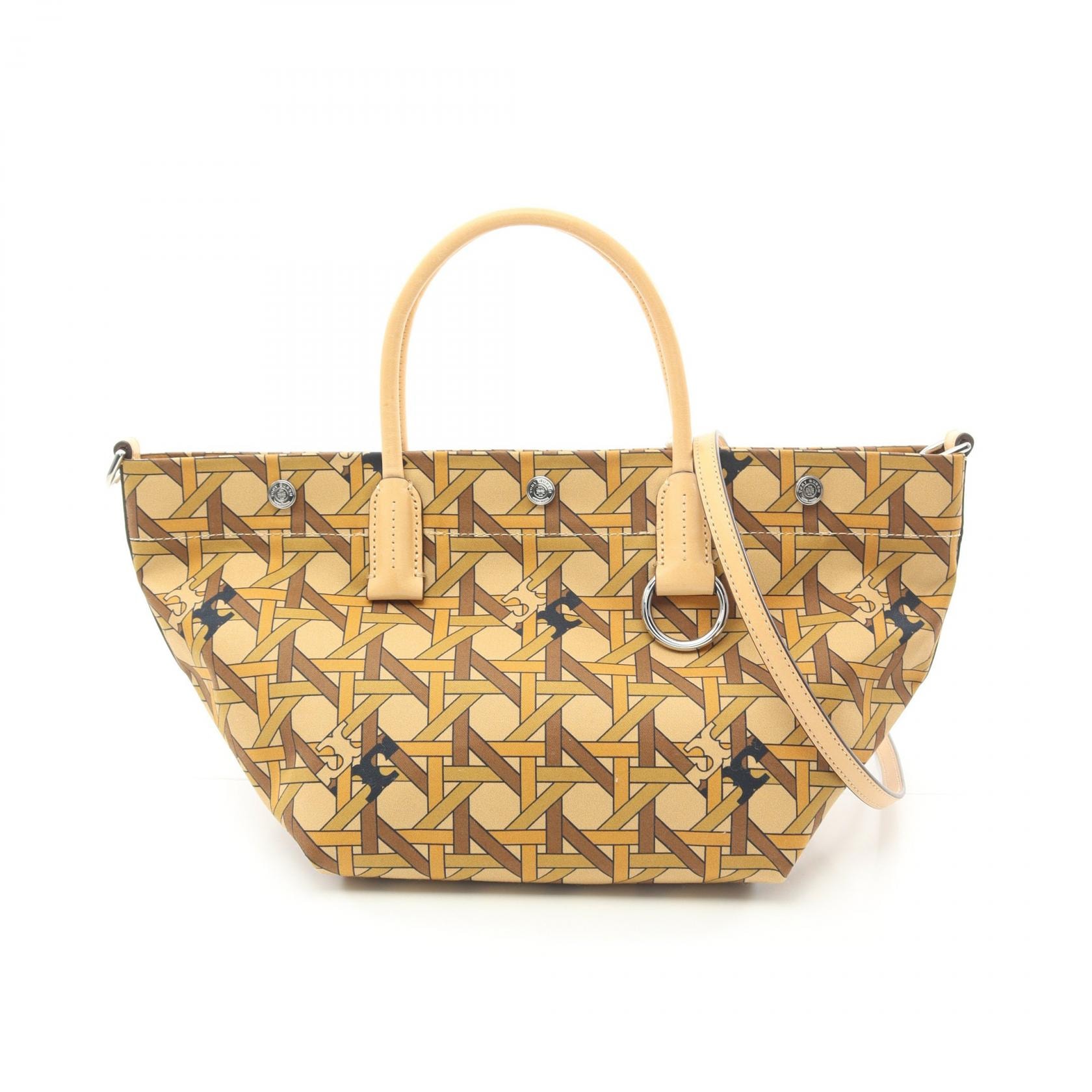 トリーバーチ Tory Burch BASKET WEAVE バスケット ウィーブ トートバッグ バッグ キャンバス レザー レディース ベージュ系 / マルチカラー 146547200 【中古】