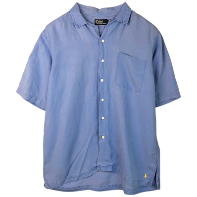 古着 90年代 ラルフローレン Ralph Lauren 半袖 オープンカラー リネンシャツ メンズL相当 ヴィンテージ ボックスシャツ/eaa590739