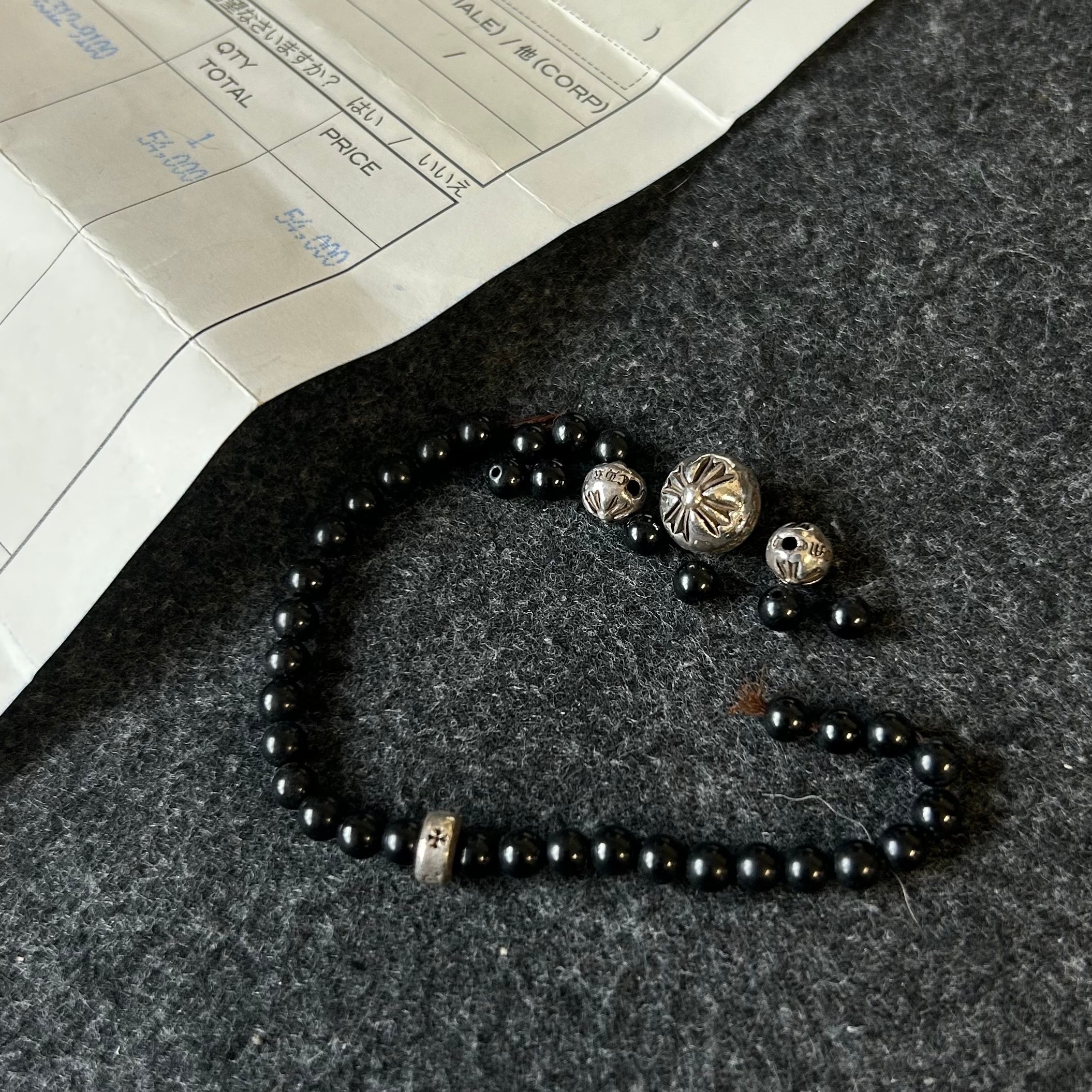 Chrome Hearts Beaded Bracelet 4mm Tolmarine "Black/Silver"