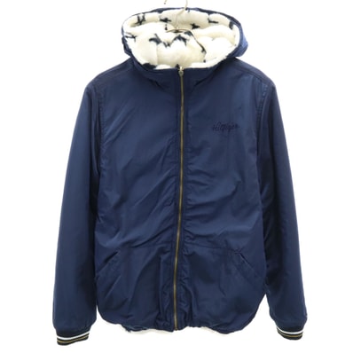 TOMMY HILFIGER トミーヒルフィガー リバーシブル ナイロンジャケット 164 ネイビー系 裏ファー