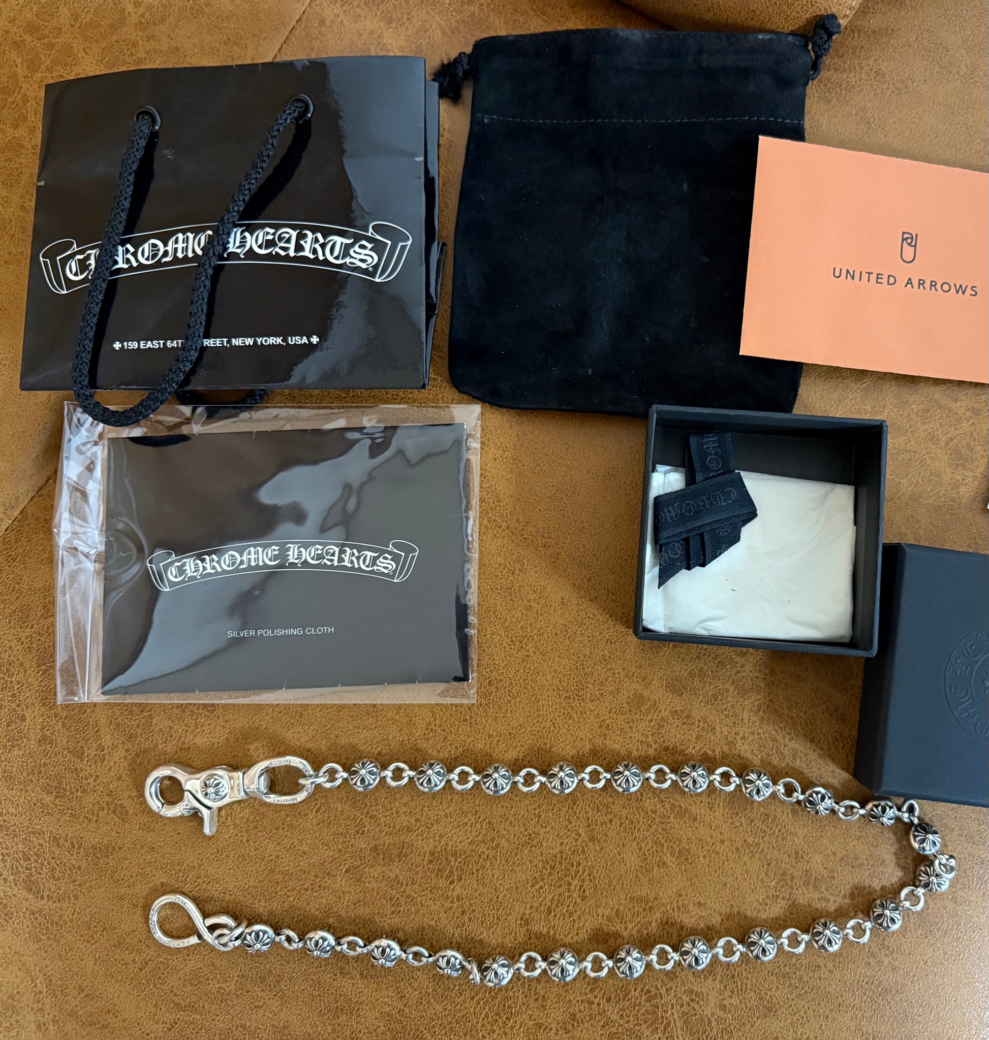 Chrome Hearts 1 Clip #2 Cross Ball Wallet Chain Long "Silver"
