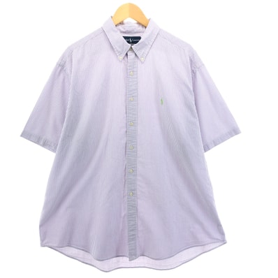 古着 ラルフローレン Ralph Lauren CLASSIC FIT シアサッカー 半袖 ボタンダウン ストライプシャツ メンズXXL相当/eaa551834