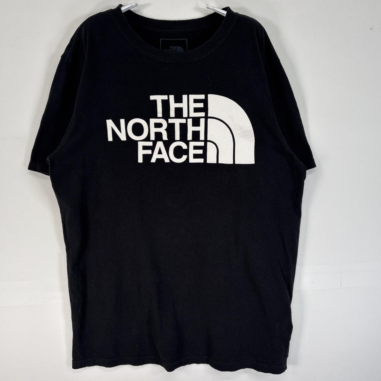 古着 ザ・ノースフェイス THE NORTH FACE 半袖Tシャツ プリント ロゴ クルーネック アウトドア S  ブラック メンズ