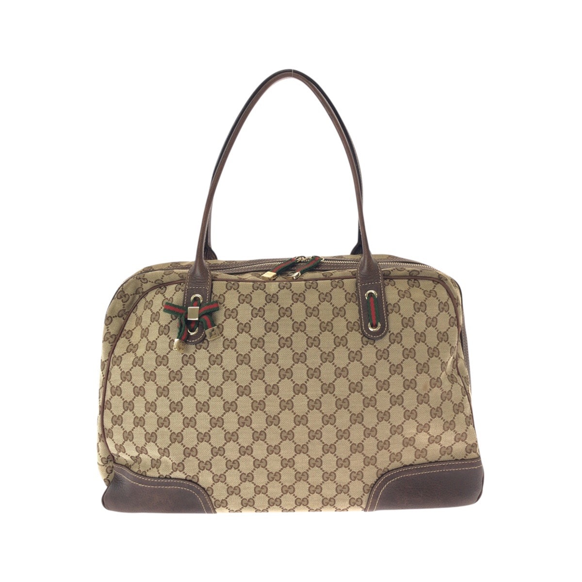 美品 GUCCI グッチ シェリーライン プリンシー ベージュ ブラウン ゴールド金具 GGキャンバス レザー/ トートバッグ ショルダーバッグ 603264 【中古】