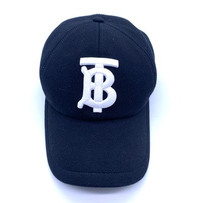 Burberry Monogram Motif Cotton Jersey Baseball Cap "Black"
