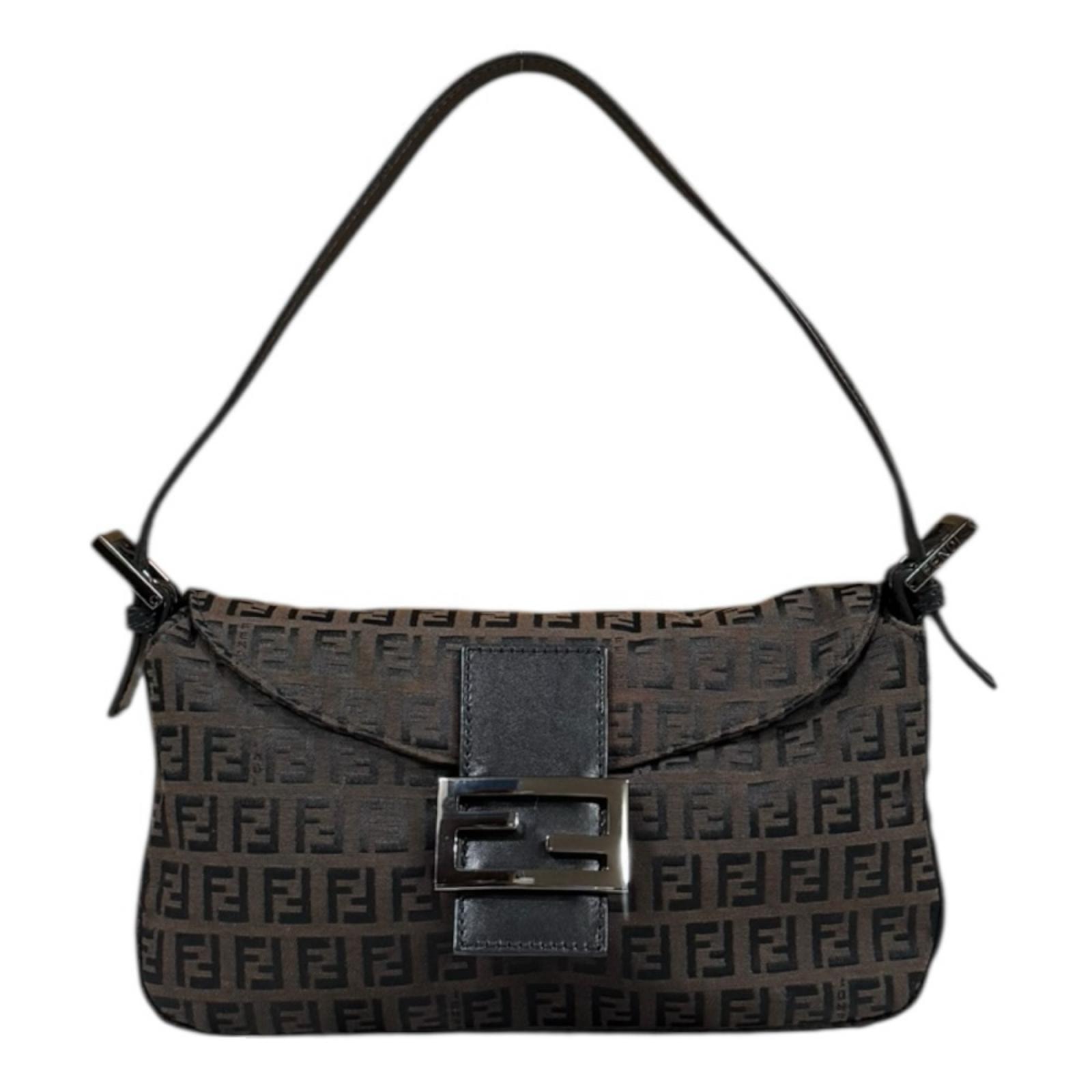 フェンディ マンマバケット ズッキーノ ハンドバッグ キャンバス 8BR003 ブラウン レディース FENDI  中古