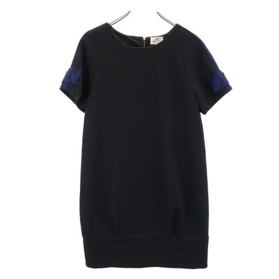 LANVIN ランバン 日本製 半袖 ワンピース 38 ネイビー