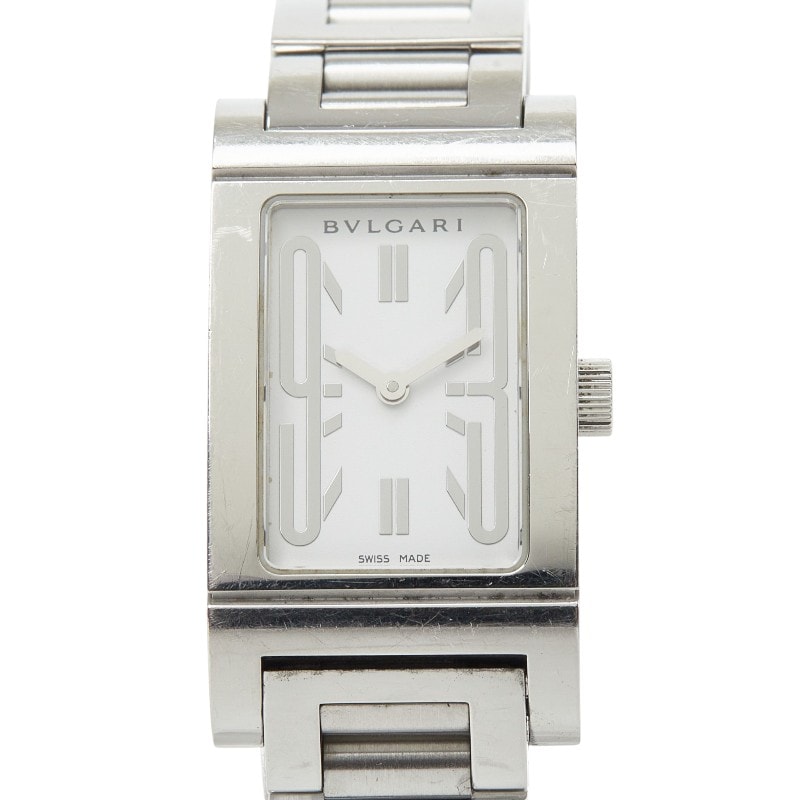 ブルガリ レッタンゴロ 腕時計 RT39S クオーツ ホワイト文字盤 ステンレススチール レディース BVLGARI 【中古】