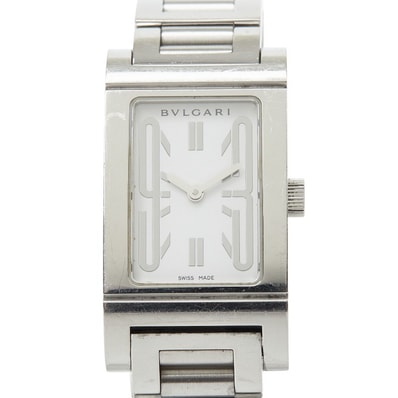 ブルガリ レッタンゴロ 腕時計 RT39S クオーツ ホワイト文字盤 ステンレススチール レディース BVLGARI 【中古】