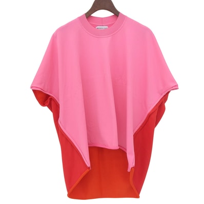 ボッテガヴェネタ 美品 VISCOSE DRAPE TOP ドレープ トップ バイカラー トップス レディース ピンク×レッド XS 629983 XS
