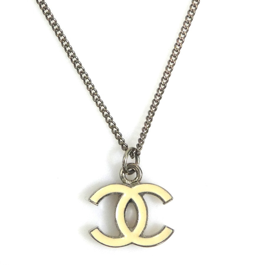 シャネル CHANEL ネックレス ココマーク メタル/エナメル シルバー/オフホワイト レディース【中古】 e62254j