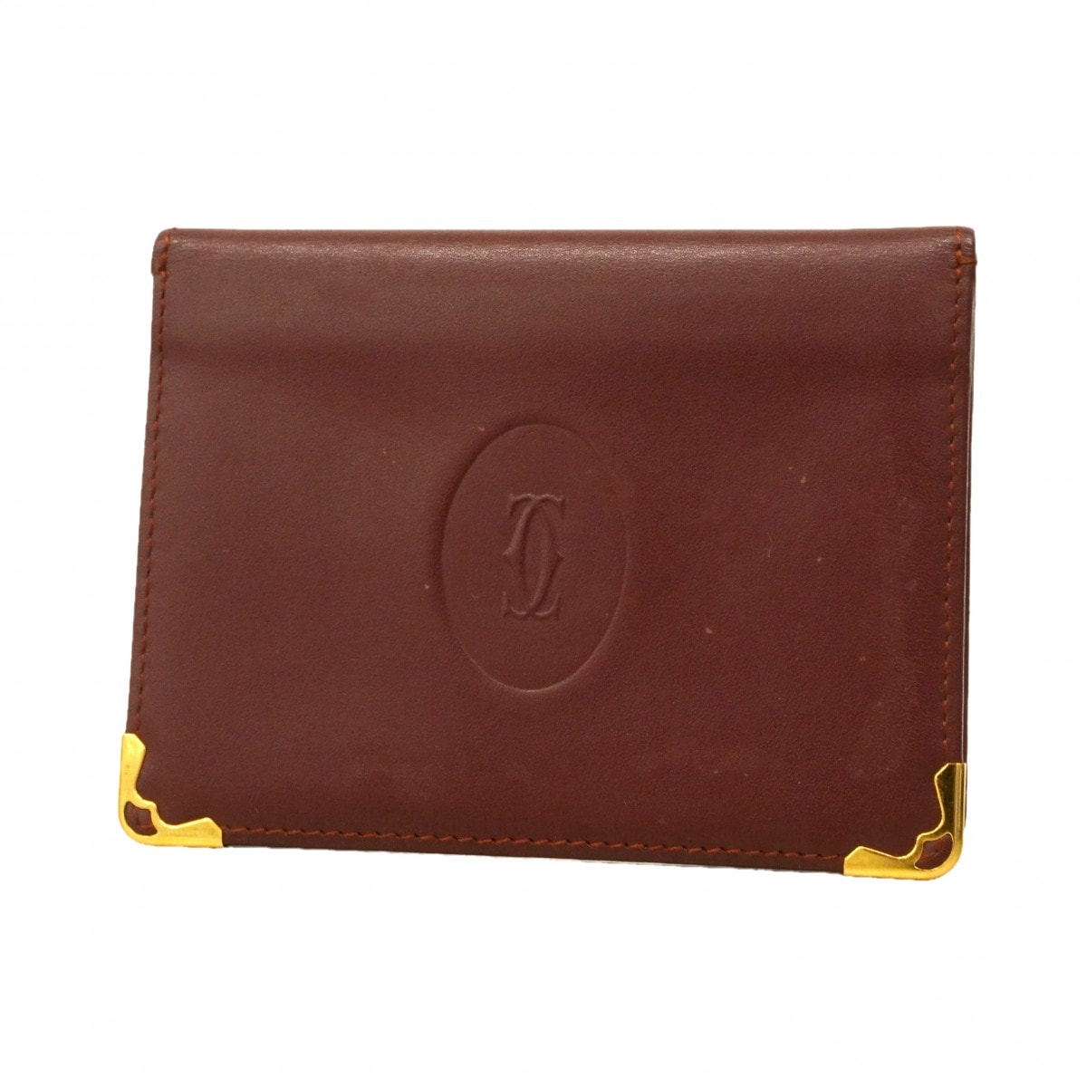 【6db0830】カルティエ パスケース マスト レザー ボルドー ゴールド金具【中古】メンズ レディース ユニセックス