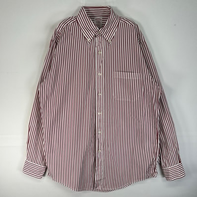 古着 ブルックスブラザーズ Brooks Brothers 長袖シャツ 胸ポケ ボタンダウン TRADITIONAL FIT M レッド系 ストライプ メンズ