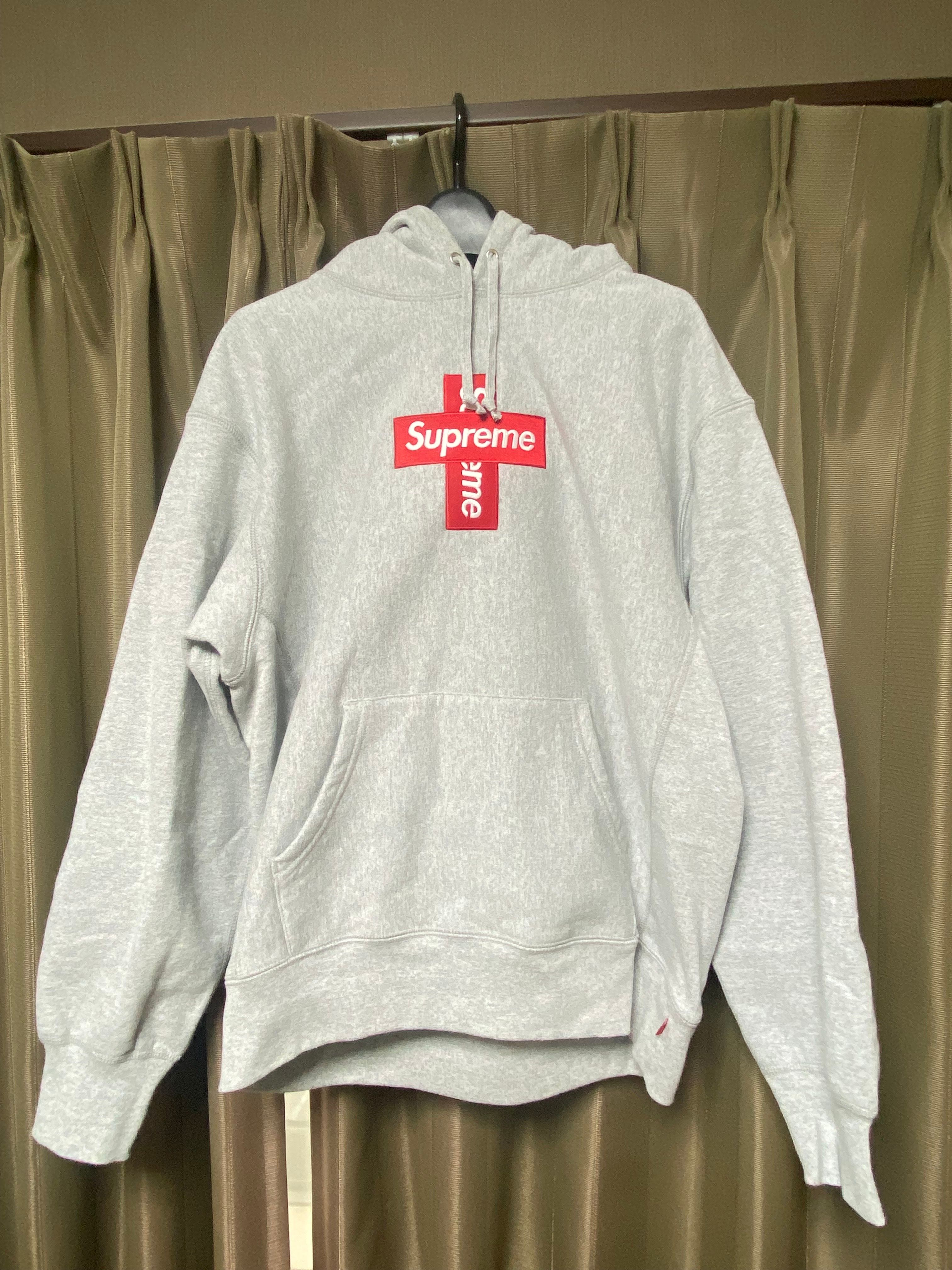Supreme Cross Box Logo Hooded Sweatshirt "Grey"