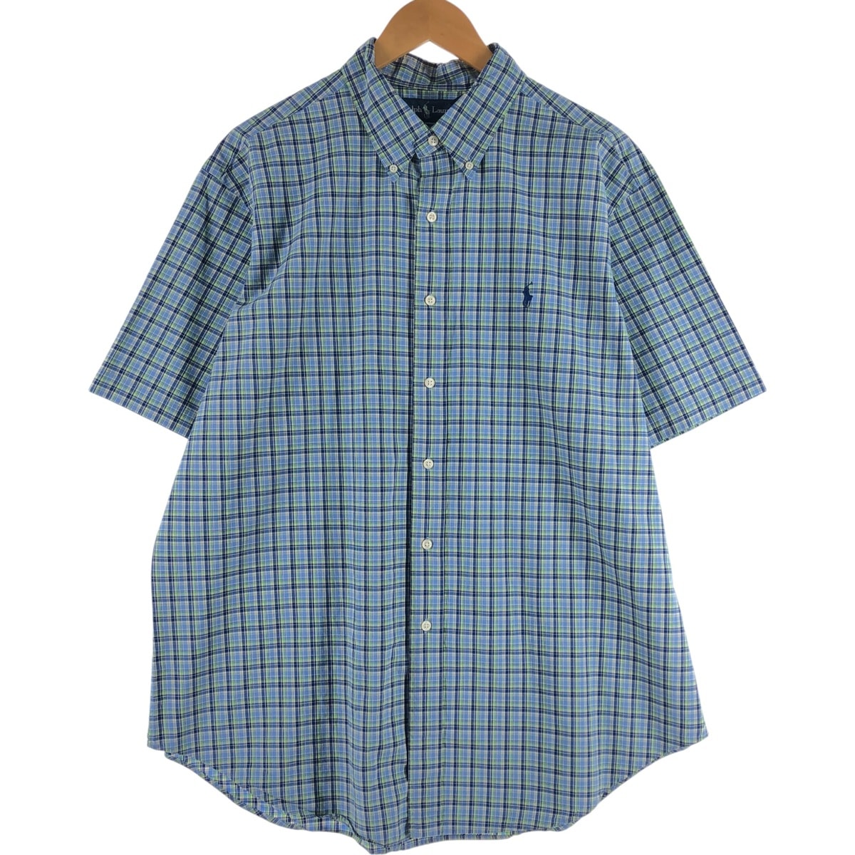 古着 ラルフローレン Ralph Lauren CLASSIC FIT 半袖 ボタンダウン チェックシャツ メンズXL相当/eaa539493