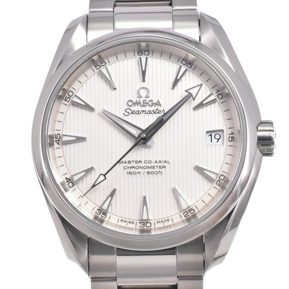 オメガ OMEGA 231.10.39.21.02.002 シーマスター アクアテラ シルバー 自動巻き メンズ 美品 保証書付き 腕時計 L#151040